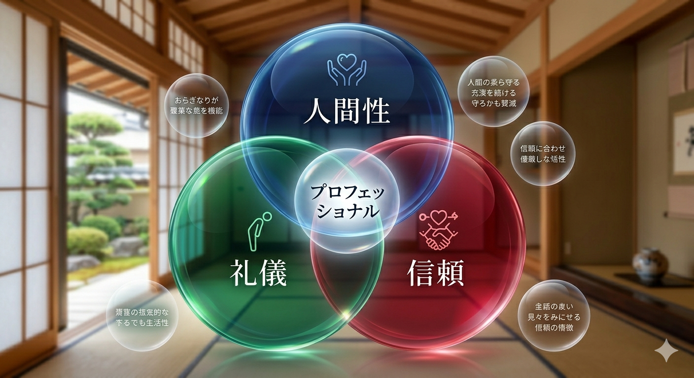 人間性、礼儀、信頼が大切!を表した解説画像